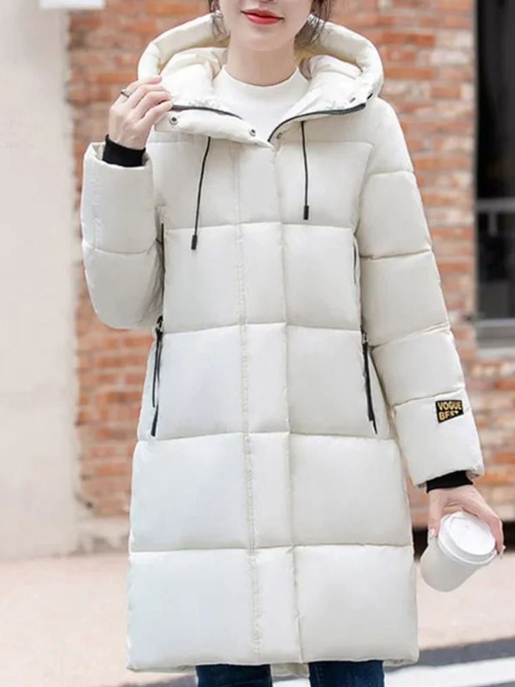 Damen Pufferjacke Khaki Kapuze Reißverschluss - Norvielle