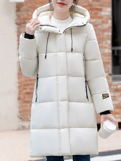 Damen Pufferjacke Khaki Kapuze Reißverschluss - Norvielle