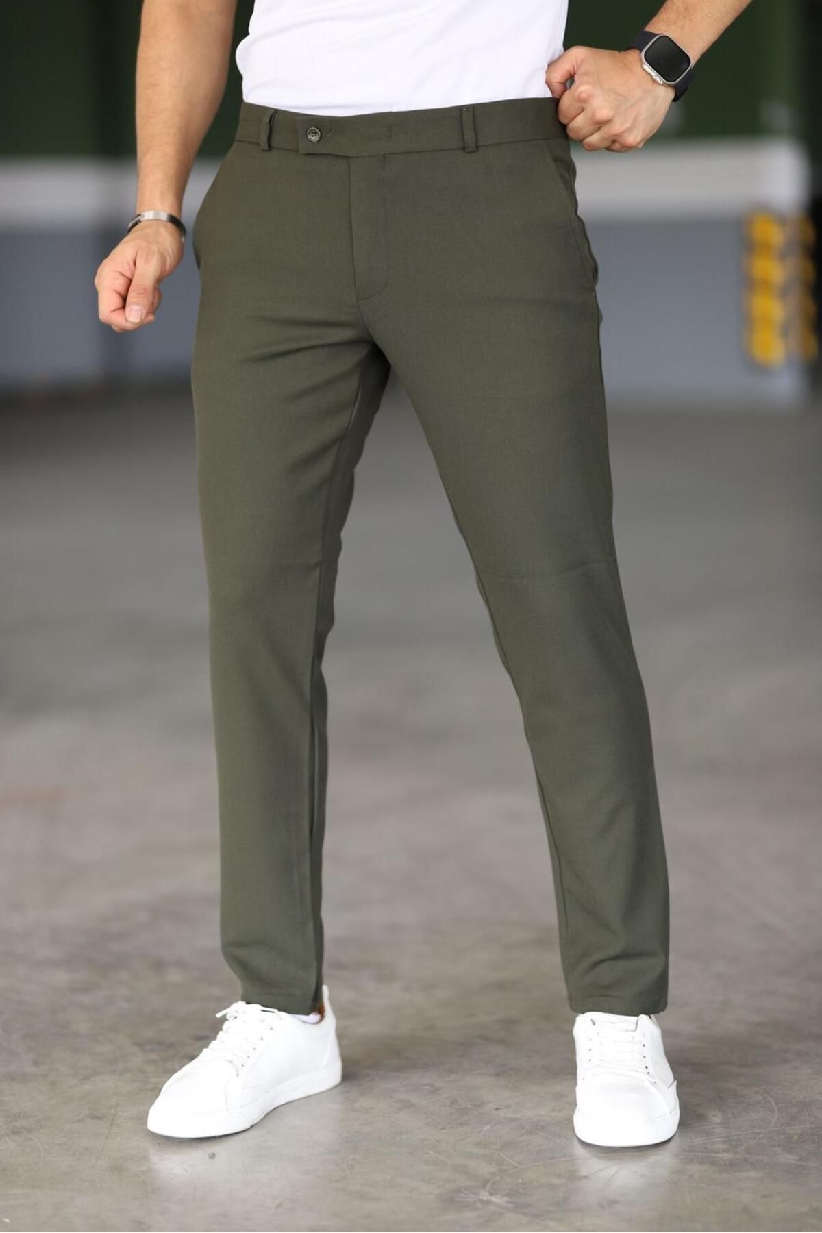 Herren Slim Fit Chinos Hose Dunkelgrün - Norvielle