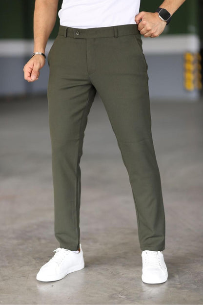 Herren Slim Fit Chinos Hose Dunkelgrün - Norvielle