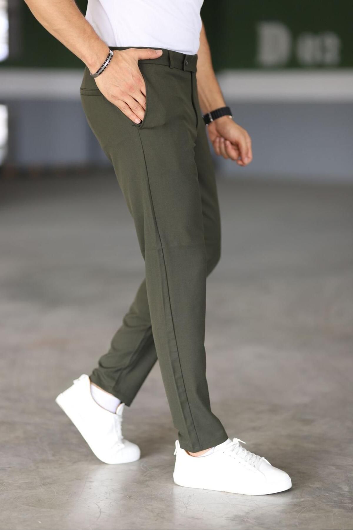 Herren Slim Fit Chinos Hose Dunkelgrün
