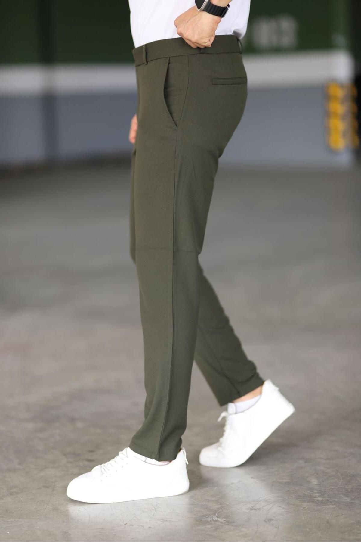Herren Slim Fit Chinos Hose Dunkelgrün