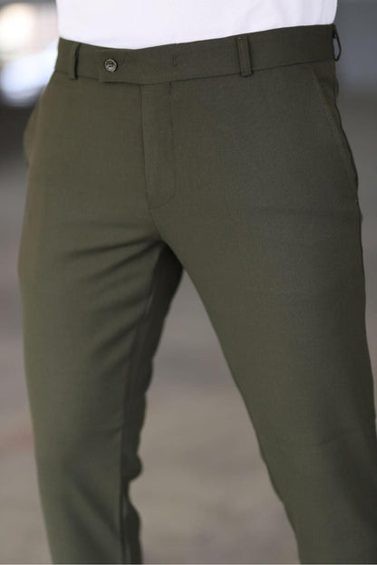 Herren Slim Fit Chinos Hose Dunkelgrün