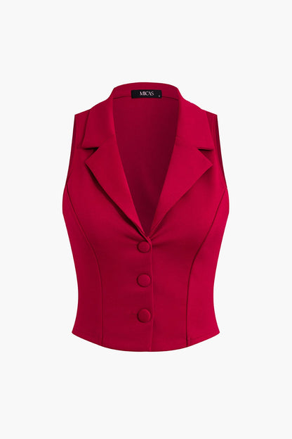Damen Zweiteiler Weste Faltenrock Elegant
