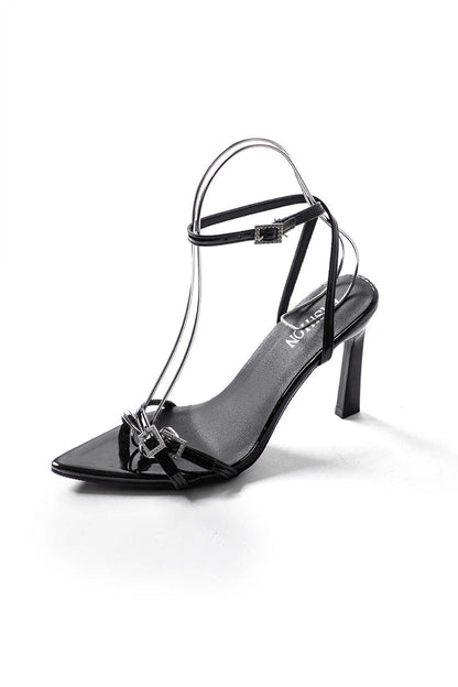 Damen Stilettos Lackleder Goldene Schnallen
