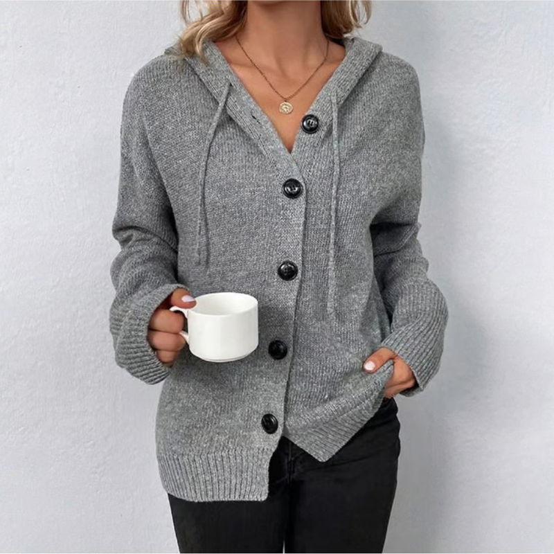 Damen Cardigan Schal Strick Modern Mit Knöpfen