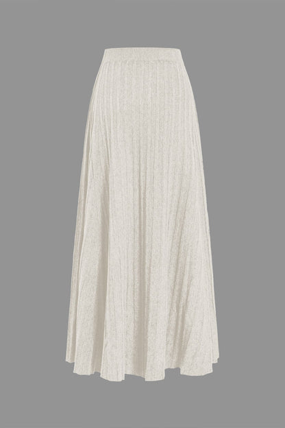 Damen Midirock Plissee Elastisch