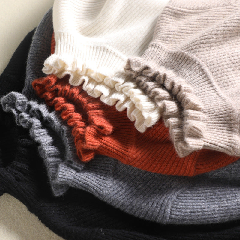 Damen Strickpullover Rollkragen Weich Rüschendetails ist bereits ein - Norvielle