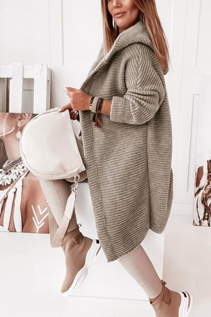 Strickjacke Damen Weich Warm Kapuze