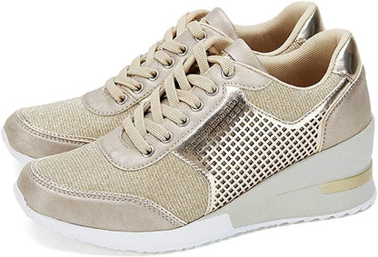 Damen Sneaker Keilabsatz Orthopädisch Bequem