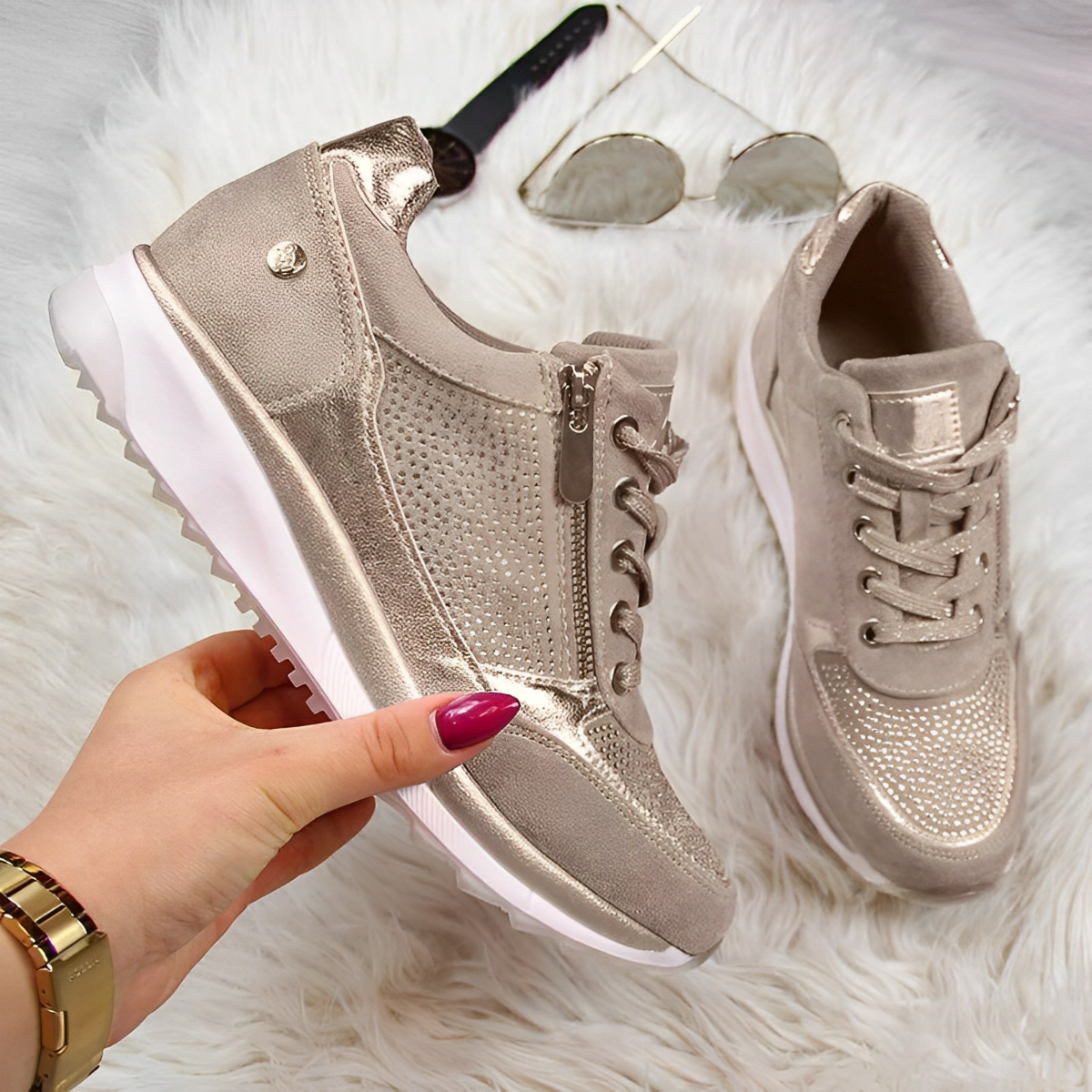 Laufschuhe Damen Bequem Schnellverschluss