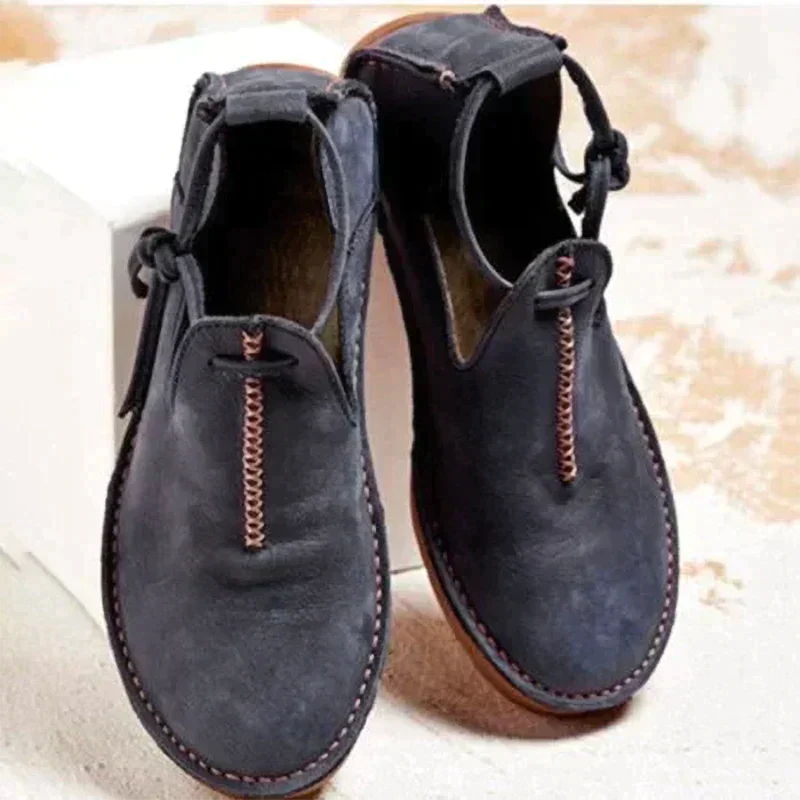 Damen Lederstiefeletten Braun Herbstschuhe - Norvielle