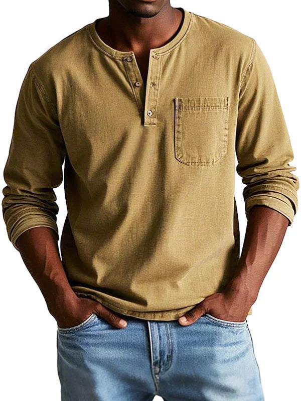 Herren Langarmshirt Bequem Baumwolle Lässig