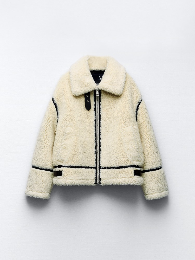 Damen Teddyfelljacke Weich Warm Beige - Norvielle