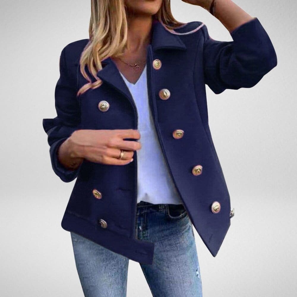 Damen Peacoat Zweireiher Elegante Knöpfe