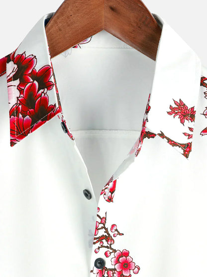 Männer Kurzarm Hemd Floral Sommerhemd
