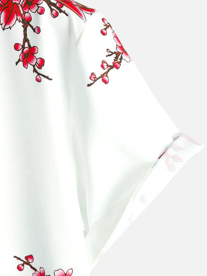 Männer Kurzarm Hemd Floral Sommerhemd