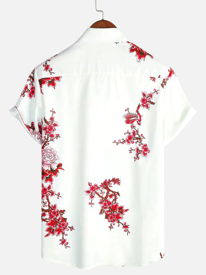 Männer Kurzarm Hemd Floral Sommerhemd