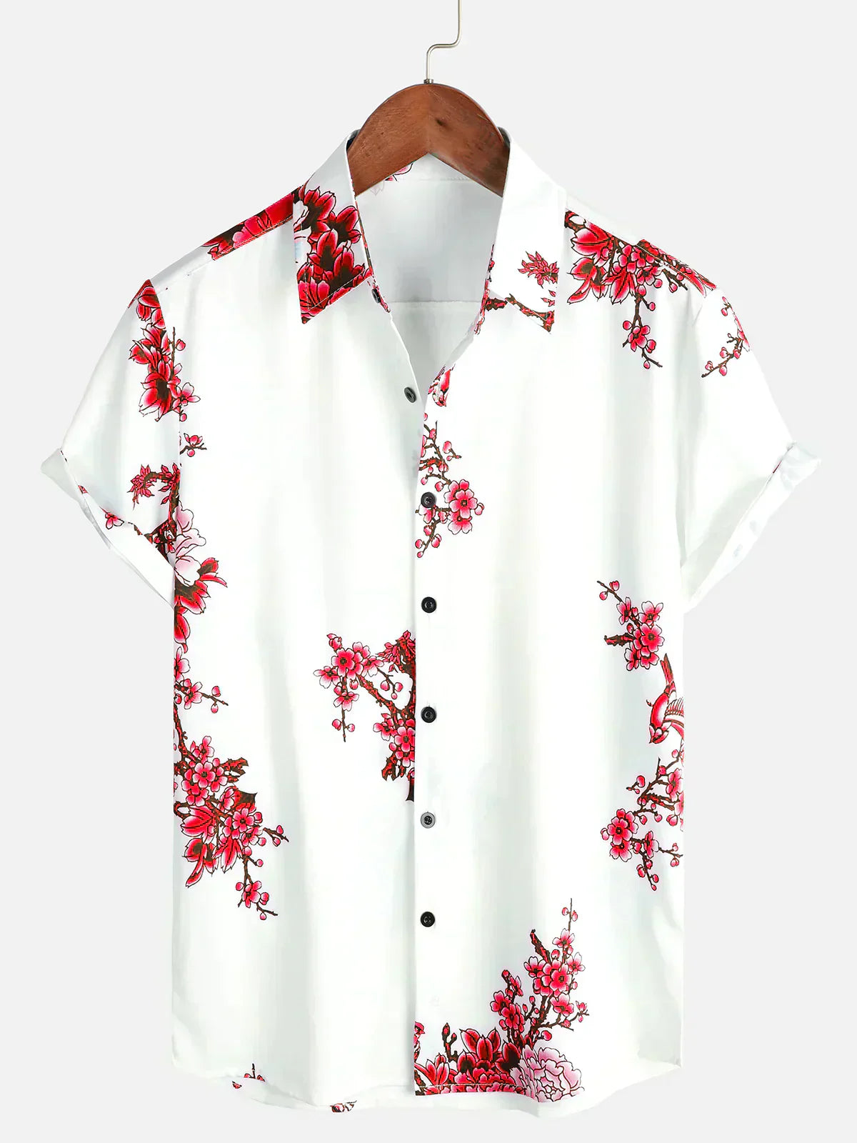 Männer Kurzarm Hemd Floral Sommerhemd