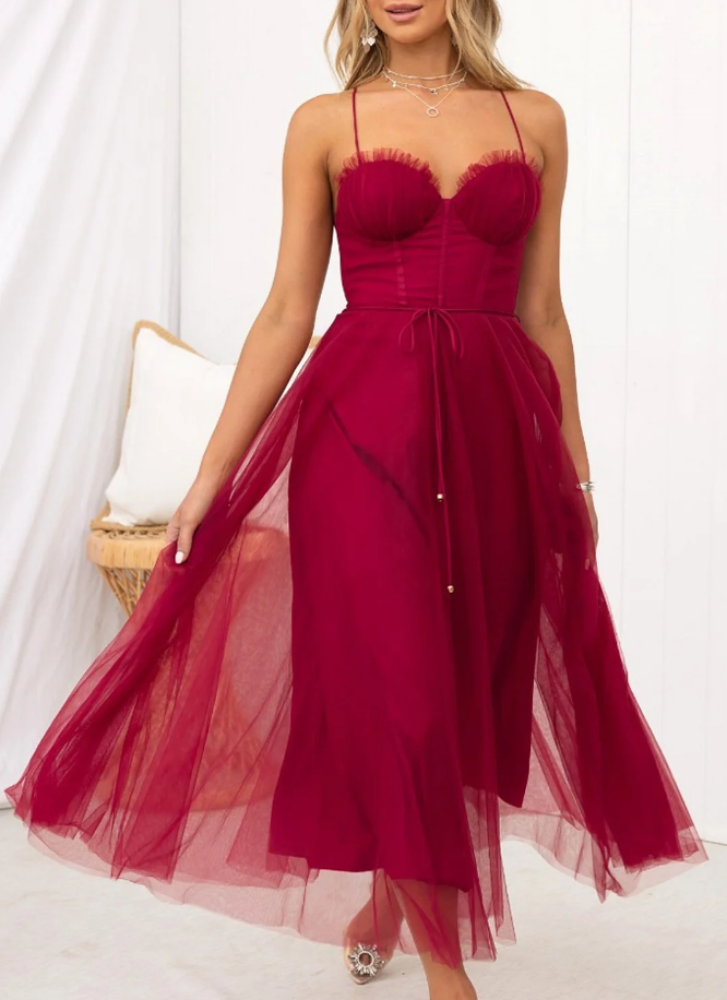 Damen Sommerkleid Midi Leicht Modern