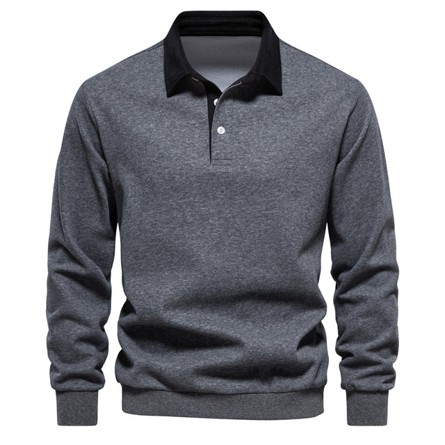Herren Langarm-Polohemd Klassisch Modern
