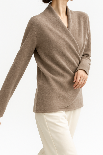 Damen Wickelpullover V-Ausschnitt Weich Warm