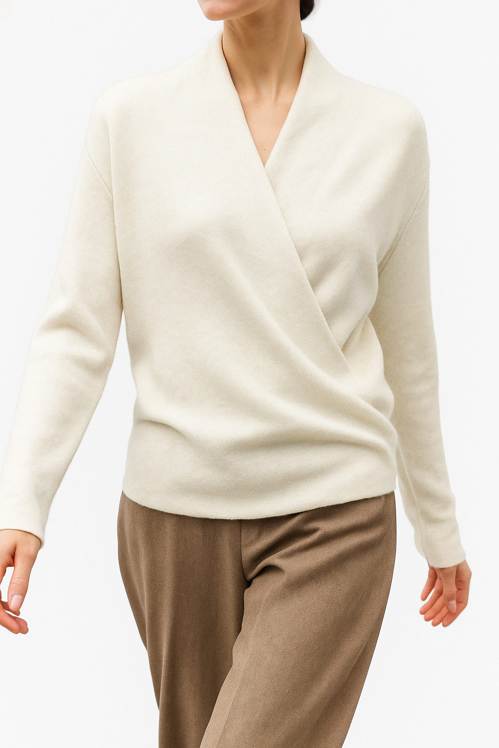 Damen Wickelpullover V-Ausschnitt Weich Warm
