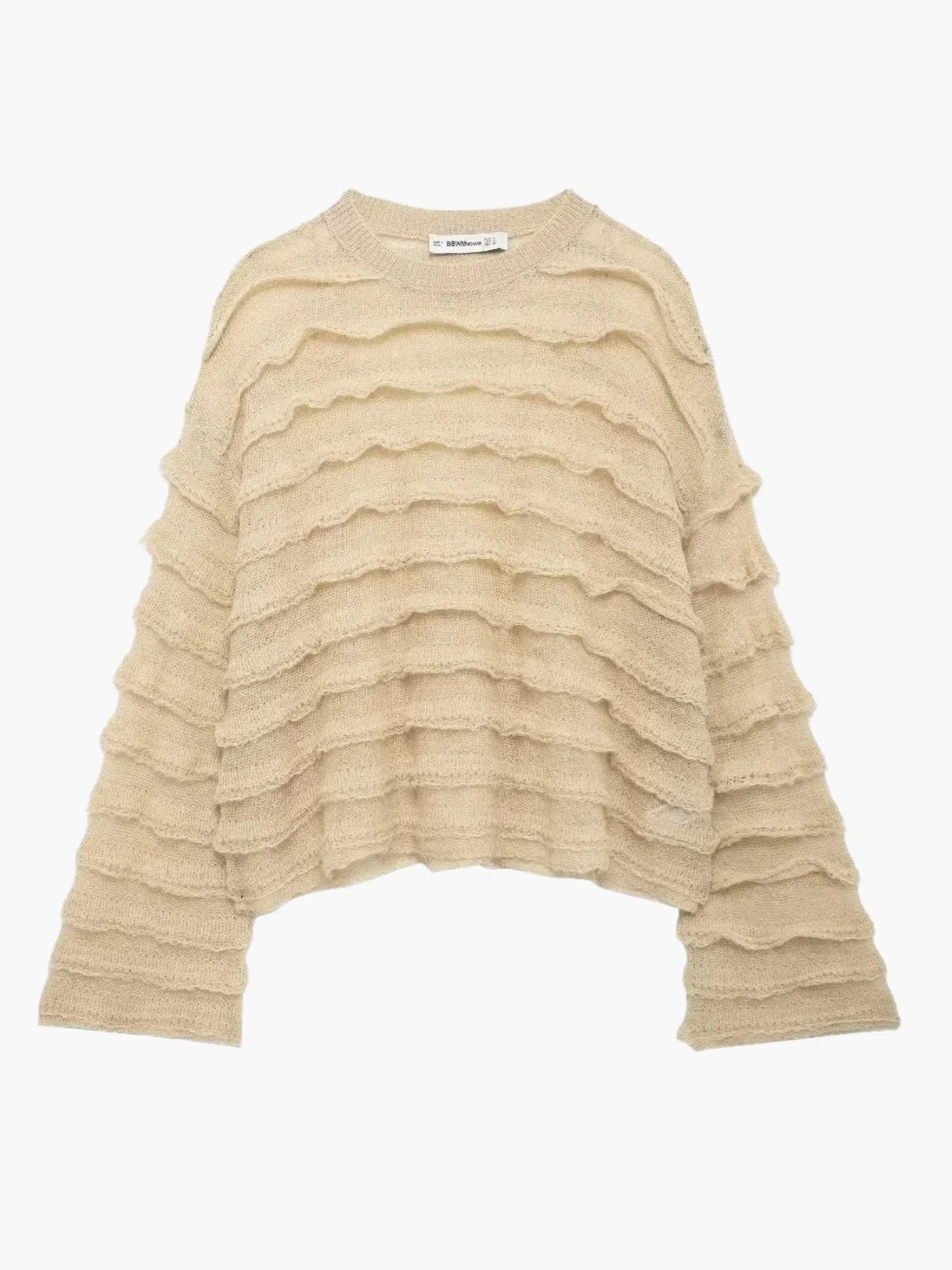 Damen Strickpullover Warm Strukturiert Beige - Norvielle