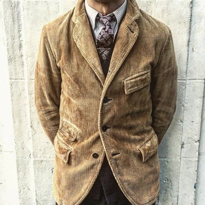 Herren Kordjacke Klassisch mit aufgesetzten Taschen