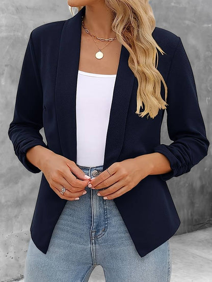 Damen Blazer Offene Vorderseite Modern Schwarz - Norvielle