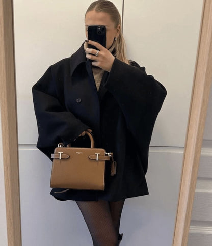 Damen Wollmantel Oversized Groß Warm