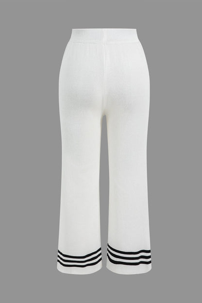 Damen Strick-Zweiteiler Cropped Cardigan Hose