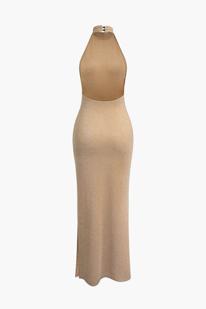 Elegant Abendkleid Damen Rückenfrei Glitzernd