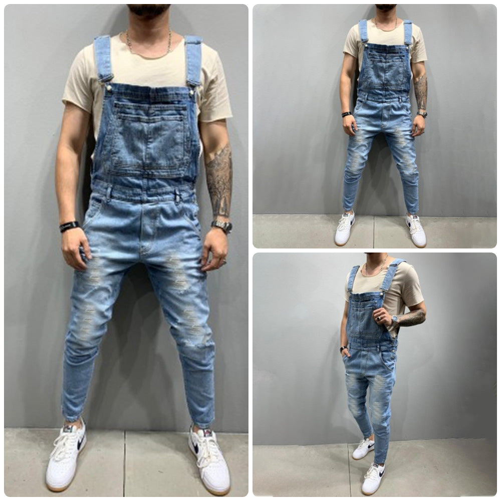 Herren Ripped Jeans Latzhose Destroyed Style - Norvielle
