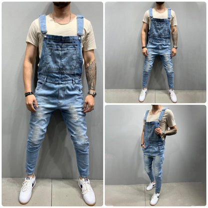 Herren Ripped Jeans Latzhose Destroyed Style - Norvielle