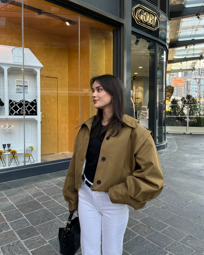 Damen Trenchcoat Jacke Modern Volumenärmel