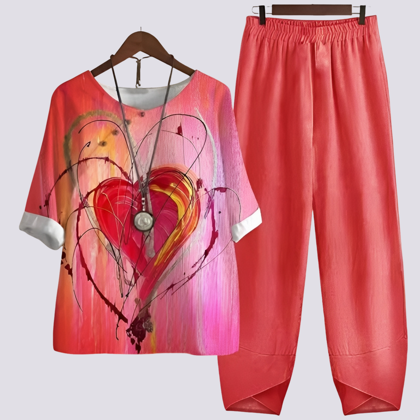 Damen Set Bluse und Rock Bequem Baumwolle