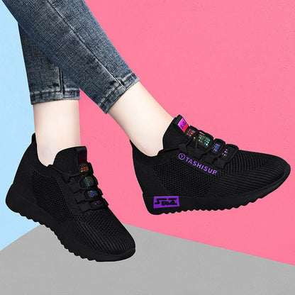 Damen Hochschnitt Sneaker Wedge Atmungsaktives Material