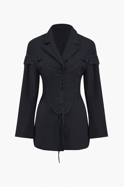 Damen Zweiteiler Set Blazer Korsett mit Schnürung