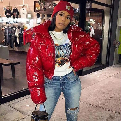 Damen Winterjacke Lint Verzierungen Warm