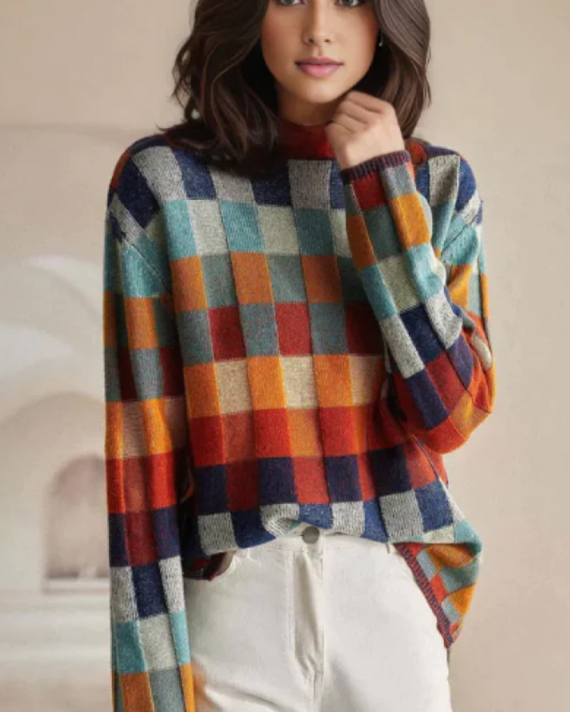 Kaschmir Rollkragenpullover Patchwork Warm