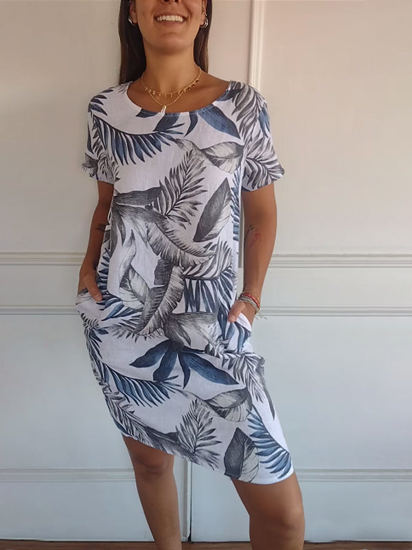 Damen Sommerkleid Leichtes Blumenmuster Kleid
