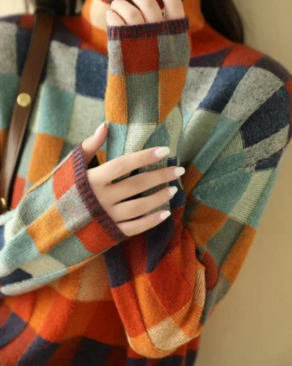 Kaschmir Rollkragenpullover Patchwork Warm