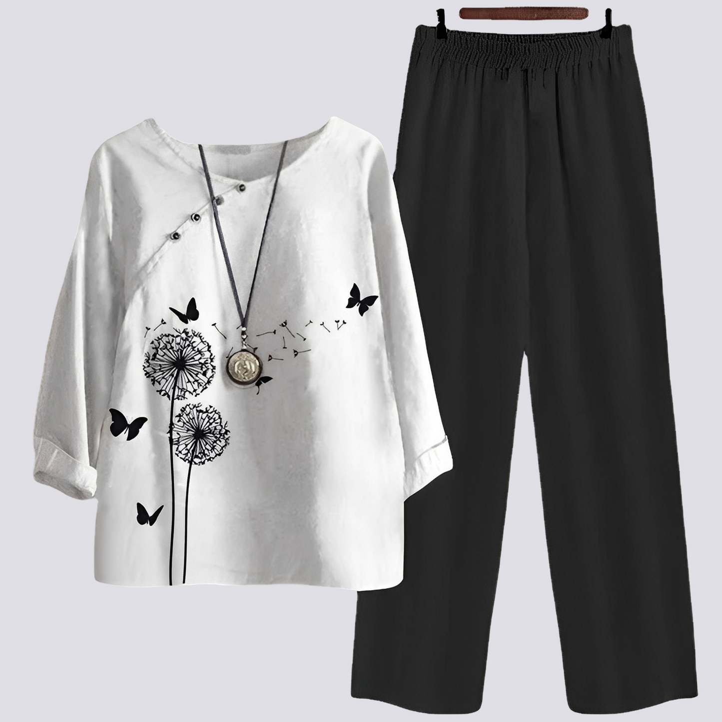 Damen Set Bluse und Rock Bequem Baumwolle
