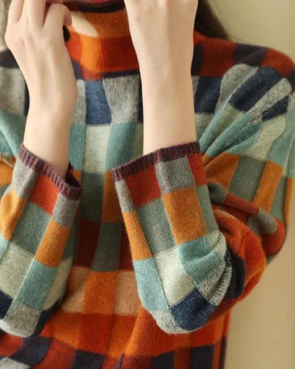 Kaschmir Rollkragenpullover Patchwork Warm