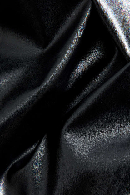 Damen Kunstlederrock Mittellang Elegant Wickelrock