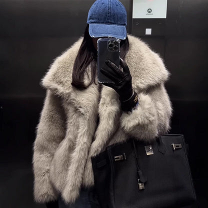 Damen Wintermantel Kunstfell Warm Modern - Norvielle