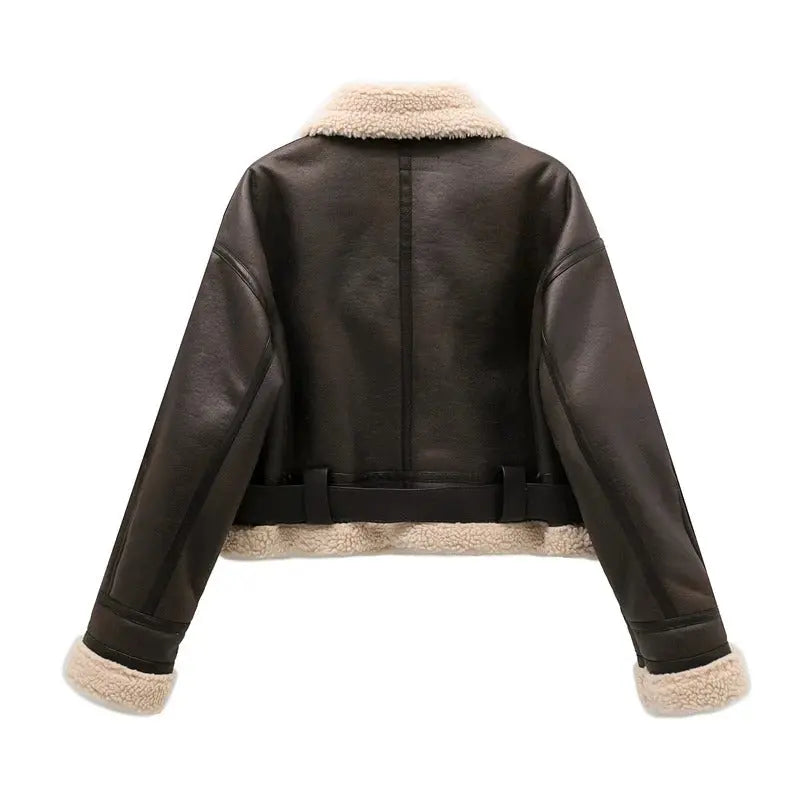 Damen Jacke Plüschgefüttert Warm Modern - Norvielle