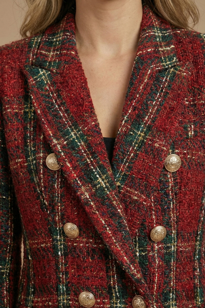 Damen Blazer Kariert Doppelreihig -
