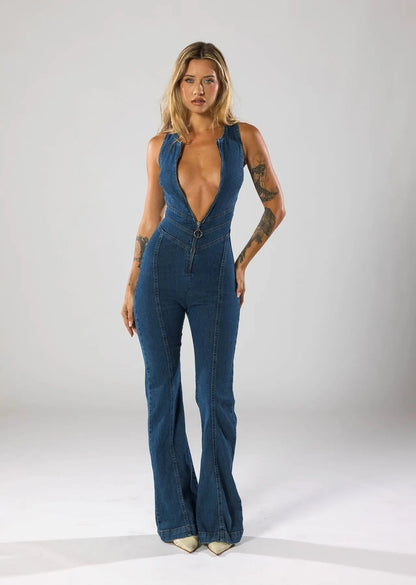 Damen Blauer Denim Overall - Norvielle